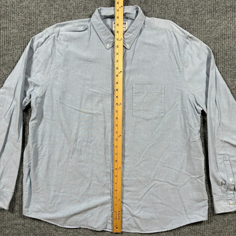 Express Mens Button Down Shirt Size 2XL Blue Slim Fit Soft Wash Long Sleeve